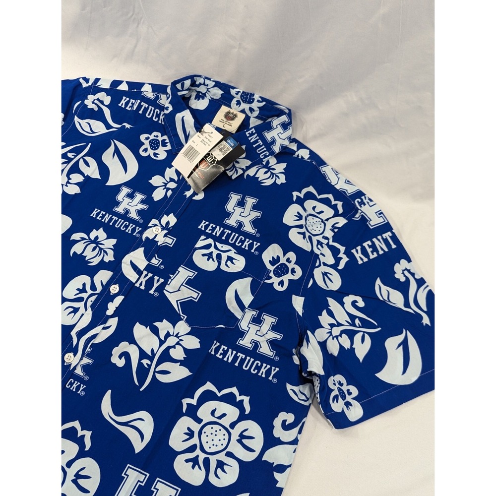 NWT Kentucky Wildcats Wes And Willy‎ Floral Button-Up Shirt  Large Blue Hawaiian